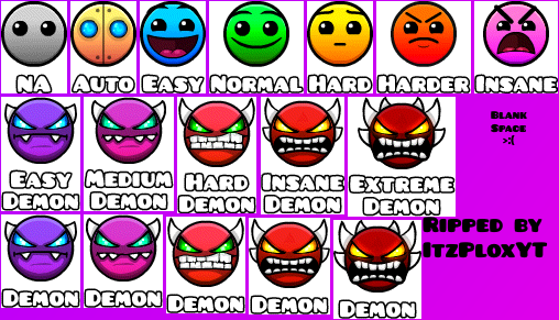 Mobile - Geometry Dash World - Main Difficulty Icons - The Spriters ...