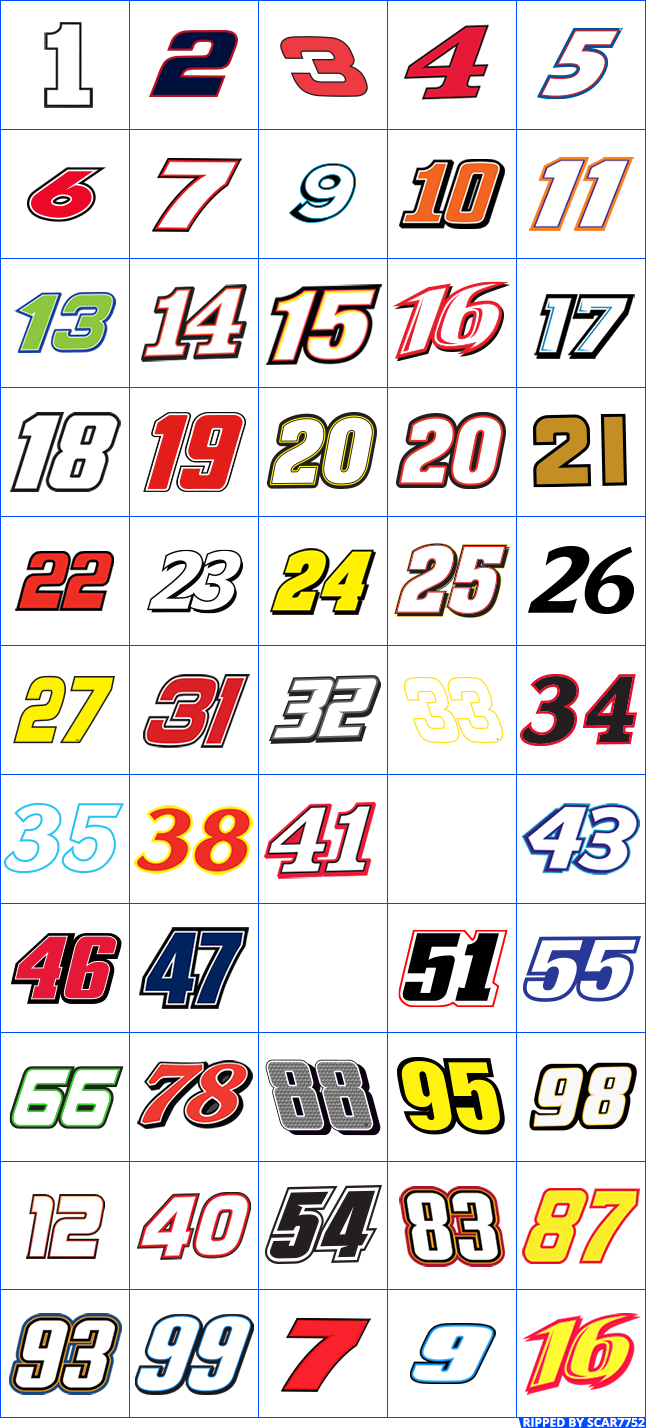Mobile NASCAR Manager Numbers The Spriters Resource