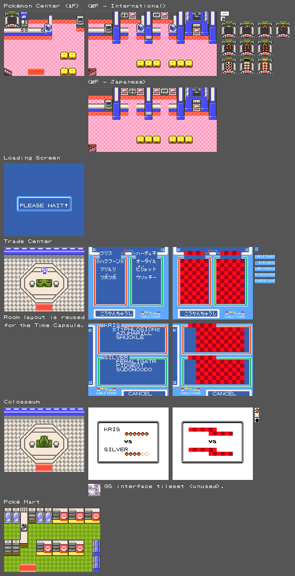 Game Boy / GBC - Pokémon Crystal - Pokémon Center - The Spriters Resource