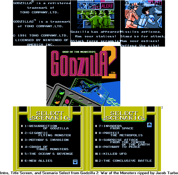 NES - Godzilla 2: War of the Monsters - Intro, Title Screen, & Scenario ...