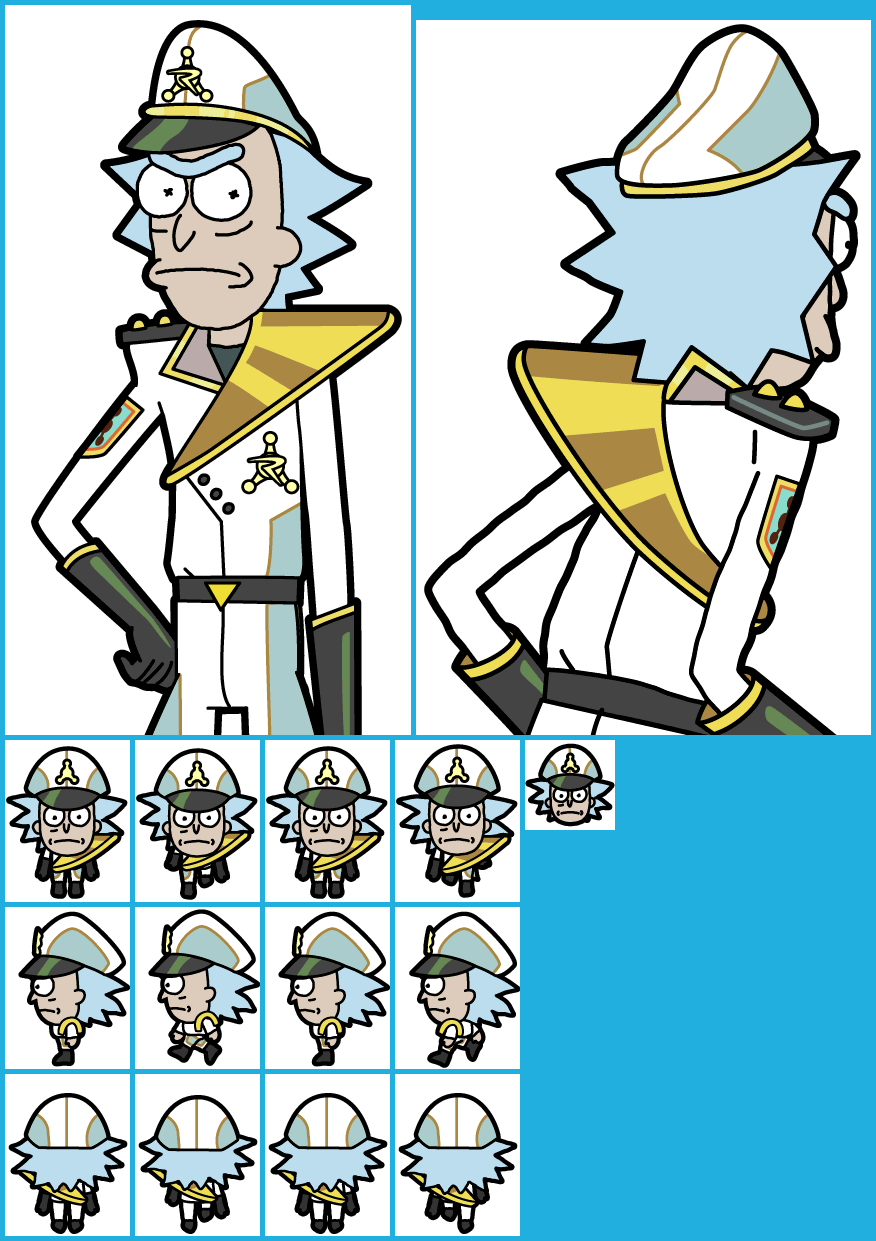 The Spriters Resource - Full Sheet View - Pocket Mortys - Commander Rick