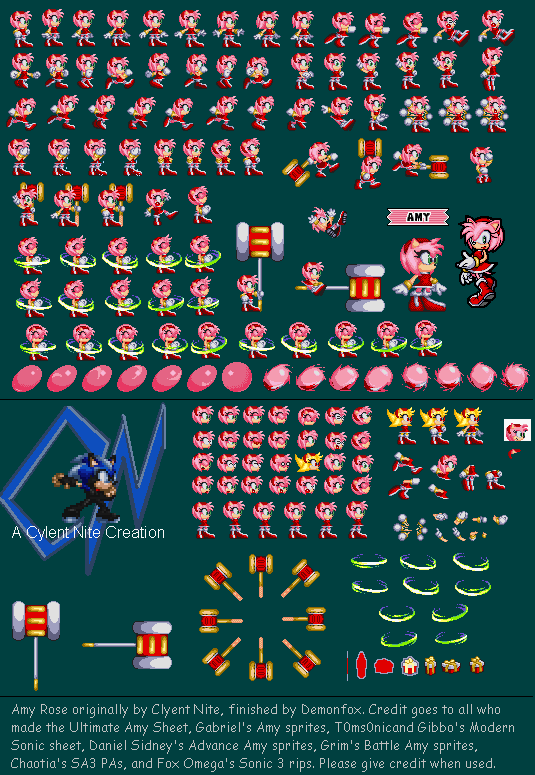 Custom / Edited - Sonic the Hedgehog Customs - Amy Rose - The Spriters ...