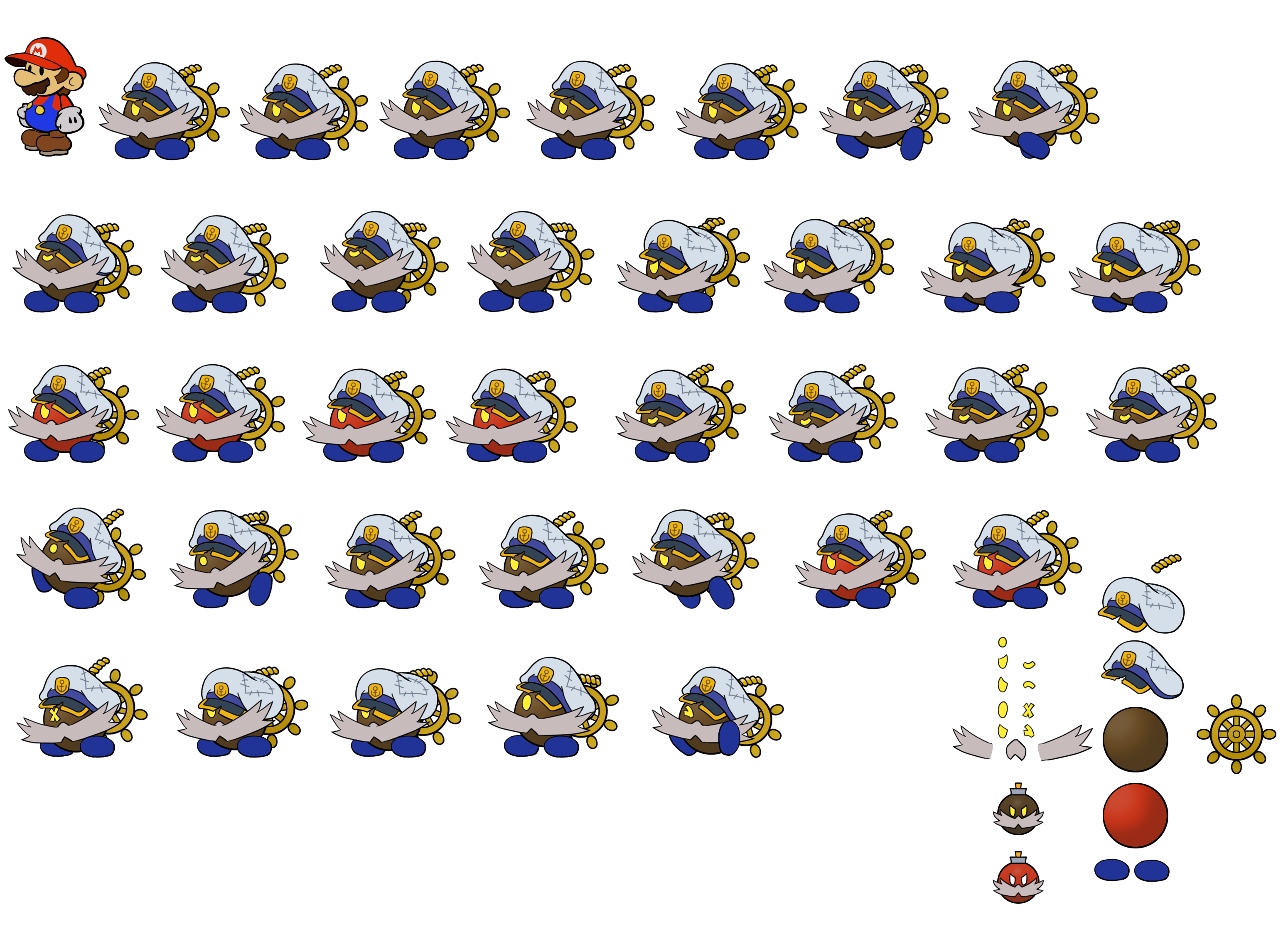 The Spriters Resource Full Sheet View Paper Mario Customs Bobbery Paper Mario Style 9406
